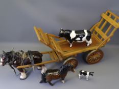 BESWICK BULL & CALF CHAMPION CODDINGTON BAR, mountain pony with a non-Beswick shire horse and wooden