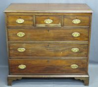 GEORGIAN MAHOGANY CHEST OF DRAWERS with three short over three long drawers, drop handles with
