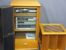 G PLAN ENTERTAINMENT CUPBOARD, 98cms H, 57cms W, 52cms D, with Fisher stereo combination Hifi and