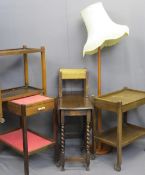 FURNITURE PARCEL to include three two-tier trolleys, barley twist gateleg table, string top stool