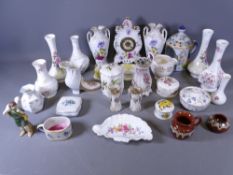 CABINET CHINA including Staffordshire clock trio, Quimper ETC