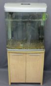 'AQUA ONE' CURVED GLASS AQUARIUM, model Aqua Style 620T, with a modern two door cupboard E/T