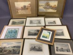 J W MILLIKEN watercolour - English village scene with bonneted lady, 18 x 23cms, further watercolour