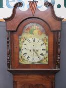 F HEBDEN HALIFAX VICTORIAN MAHOGANY LONGCASE CLOCK painted arched top dial set with Roman