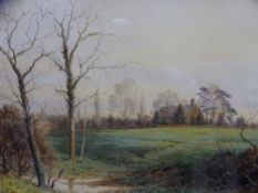 W NOEL JOHNSON watercolour - pastoral scene featuring Hale Barns Unitarian Chapel, signed, 25 x