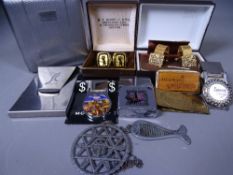 MIXED COLLECTABLES GROUP to include a white metal cigarette case, engraved Lady Barn Veterans