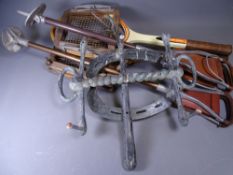 CAST EQUINE THEMED COAT/HAT HOOK Hong Kong Jockey Club logo, two shooting sticks and vintage