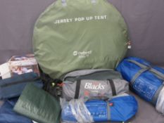 CAMPING EQUIPMENT to include Outwell 'Jersey M' pop-up tent and 'Montana 4' tent, Blacks 'Lupus' and