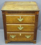 19TH CENTURY OAK & MAHOGANY RE-PROPORTIONED CHEST of three drawers with reeded side detail, bone