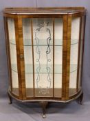 RAILBACK DISPLAY CABINET, shaped, single door with detail, two interior glass shelves, 114cms H,