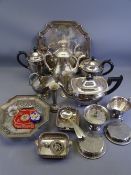 EPNS TEA SERVICE ITEMS, scrolled edge tray ETC