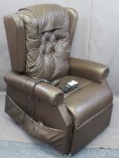 COSI BROWN LEATHER EFFECT ELECTRIC RECLINING ARMCHAIR E/T, 115cms H, 82cms W, 58cms seat depth