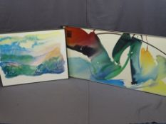 PETER MITCHELL print - contemporary abstract, 62 x 17cms and WILLIAM TILLYER framed gallery print,