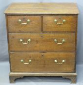 NEATLY PROPORTIONED ANTIQUE OAK CHEST of two short over two long drawers, pine lined with
