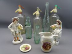 VINTAGE SODA SYPHONS COMMEMORATIVE FOR SCHWEPPES and two others also soda bottles, Staffordshire