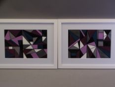 SHAN ECCLES (Emerging Deganwy Artist) - a pair of small abstract paintings of fine subdued shades,