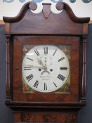 GRIFFITH OWEN LLANRWST MAHOGANY LONGCASE CLOCK, 14in square dial with painted spandrels, Roman