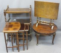 VINTAGE FURNITURE PARCEL, four items to include a mahogany nest of three side tables, 53.5cms H,
