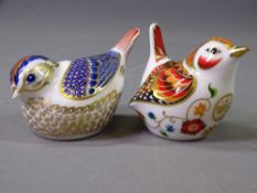 ROYAL CROWN DERBY PAPERWEIGHTS - two garden birds