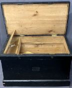 VICTORIAN PAINTED PINE CAPTAIN'S CHEST with iron carry handles and interior candle box, 53.5cms H,