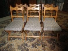 SET OF 6 GOTHIC STYLE SALON/DINING CHAIRS having rose roundels carved to the crest and central