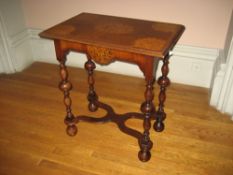 LATE 19TH/EARLY 20TH CENTURY DUTCH STYLE OBLONG TABLE having fine corner and centre inlays with