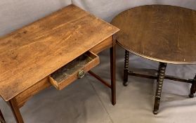 GEORGIAN MAHOGANY SIDE TABLE and a vintage folding oak coaching table, the side table with single