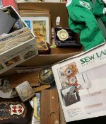 SEWLAND BOXED SEWING MACHINE, treen, prints, Irish rugby jerseys ETC