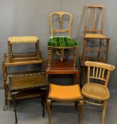 VINTAGE & LATER FURNITURE PARCEL, 9 items to include three tier oak barley twist tea trolley