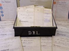 VICTORIAN DEED BOX & CONTENTS to include mortgages, appointments, further charges, conveyance