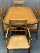 REPRODUCTION EXTENDING DINING TABLE & SIX (4 + 2) CHAIRS, 74cms H, 160cms W, 99cms D closed,