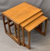 MID-CENTURY G PLAN TEAK NEST OF THREE TABLES, 49cms H, 53.5cms W, 43cms D the largest