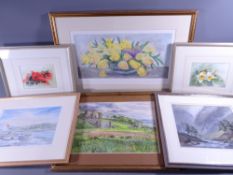 PAINTINGS & PRINTS, an assortment including - Rhuddlan Castle by JENNY BROWN, David Bellamy, Judy