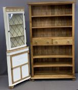 ULTRA MODERN LARGE BOOKCASE and a painted glass top corner display cabinet, the bookcase with