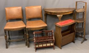 VINTAGE & LATER FURNITURE PARCEL, 6 pieces to include a half-moon hall table, two reproduction