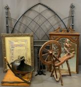 MIXED VINTAGE & LATER FURNISHINGS GROUP to include a Gothic style metal headboard, 144cms H,