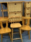 REPRODUCTION PINE FURNITURE GROUP, 7 pieces to include a rectangular top farmhouse type table on