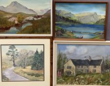 M W oil on board - Snowdonia, 30 x 39cms and a quantity of other paintings by various artists