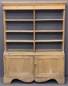 VINTAGE STRIPPED PINE KITCHEN TYPE DRESSER, neatly proportioned, the open back rack with moulded