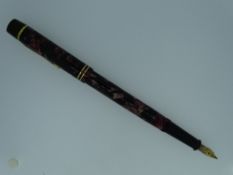 VINTAGE ONOTO 'THE PEN' No.6233 FOUNTAIN PEN - (c.1938) Rose Marble De La Rue with gold plated