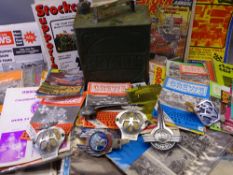 PRATTS VINTAGE FUEL CAN WITH CAP, AA, RAC and other car badges along with a quantity of motor