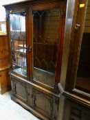 ASSORTED DECORATIVE FURNITURE including Jacobean-style china cabinet, standing corner cabinet, 1930s