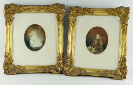 PAIR OF VICTORIAN OVAL PHOTOGRAPHIC PORTRAIT PRINTS for antique furnishing purposes in