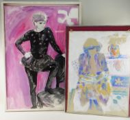 ANDREA TANA (American, b.1942) watercolour and body colour - Andra, study of a Andra Levinson in