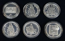 COLLECTION OF SIX SILVER 'MILESTONES OF THE MILLENNIUM' COINS comprising 2 x Edward VII's Standing