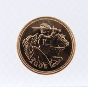 ELIZABETH II GOLD HALF SOVEREIGN, 2005, 4.0gms