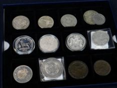 ASSORTED COLLECTABLE COINS & MEDALLIONS including 1835 and 1836 Gulielmus IIII crowns, 1868 Napoleon
