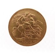 EDWARD VII GOLD SOVEREIGN, 1906, 8.0gms