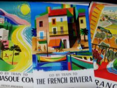 COLLECTION OF FOUR VINTAGE FRENCH RAILWAYS (SNCF) POSTERS, including Riviera, Mont Saint-Michel,