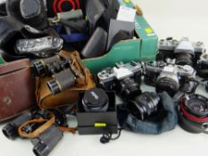 ASSORTED SLR & INSTAMATIC CAMERAS including Olympus OM-2, Pentax Spotmatic F, Mamiya DSX1000, Fujica